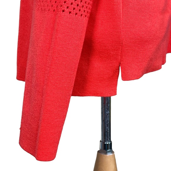 Peter Nygard Petite Bright Orange Perforated Knit Sweater Petite Small - Picture 4 of 12